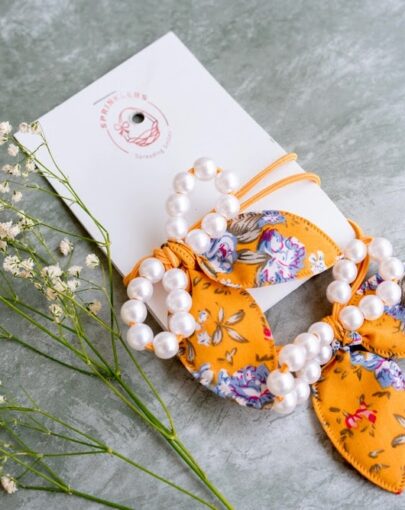 Scrunchie & Pearl Bracelet Set